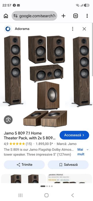 Boxe 9.1 sau 7.1 Jamo HCS 809 cu subwoofer activ si boxe Dolby Atmos