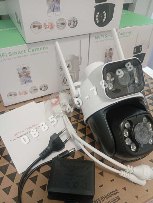 ICSEE. 12MP ULTRA HD  КАМЕРА С ДВА ОБЕКТИВА, ДВОЕН ЕКРАН (dual-screen  camera). Двойна камера. Въртяща се BULET + PTZ Водоустойчива за външна употреба