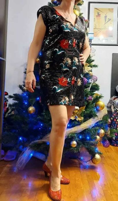 Rochie de ocazie, paiete și broderie