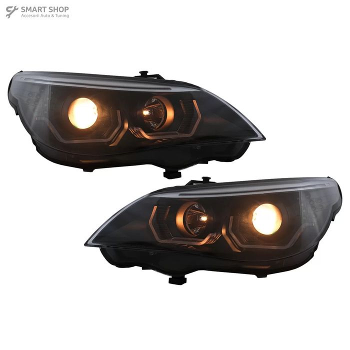 Faruri 3D LED Angel Eyes BMW Seria 5 E60 E61 (2003-2007) LCI Design Ne