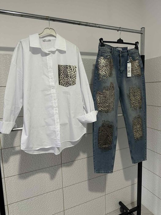 Compleu leopard ( blug+cămașă)