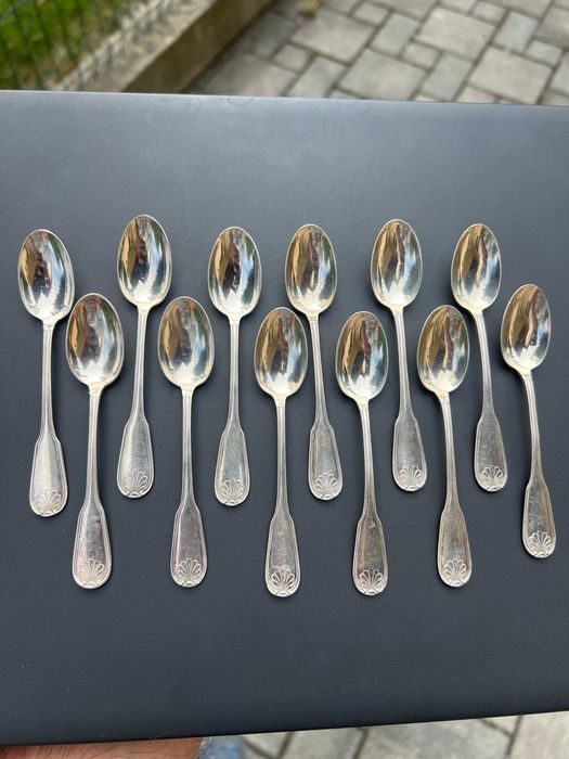 Set 12 lingurițe moka / cafea argint masiv 950 Franța (Minerva) – cca. 120g