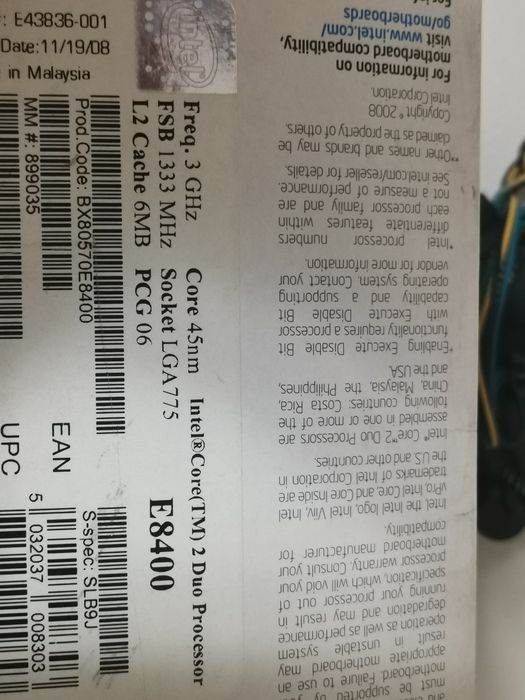 Procesor INTEL Core 2 Duo, E8400, Socket LGA 775