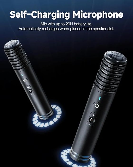 Караоке Ikarao Shell S1, с дисплей за текст на песни, 2 безжични микрофона, екран 10.1", 280W