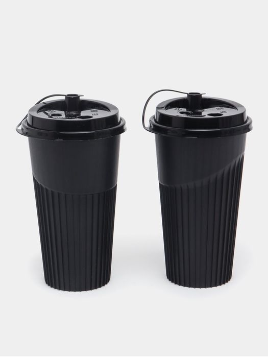 ДЕШЁВО Пластиковые Стаканы для кофе с Кришкой, 350/500 мл, 1100