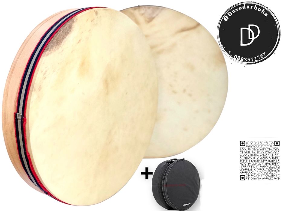 Разпродажба професионално голямо ударно дайре от еленска кожа с калъф