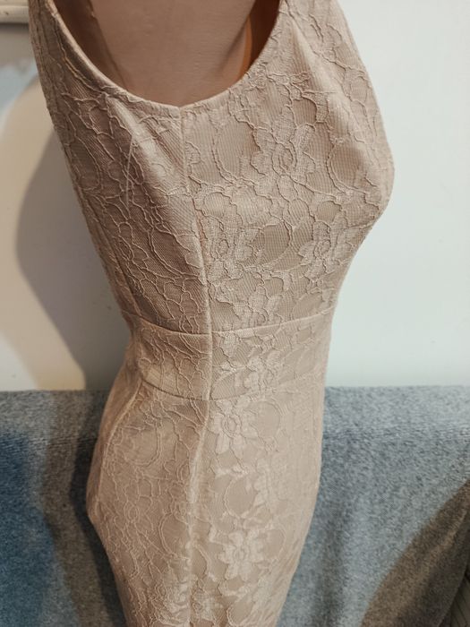 Rochie eleganta dantela crem office Eponge XS  34