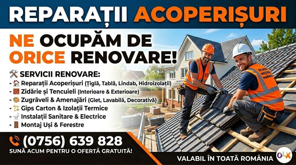 Reparații și renovări acoperișuri – seriozitate garantată