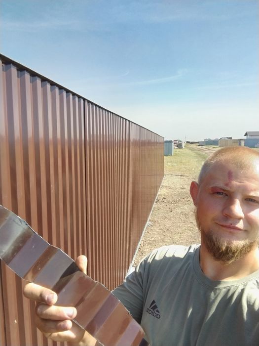Забор. Заборы. Ворота распашные. Забор из профлиста. Забор из профнаст