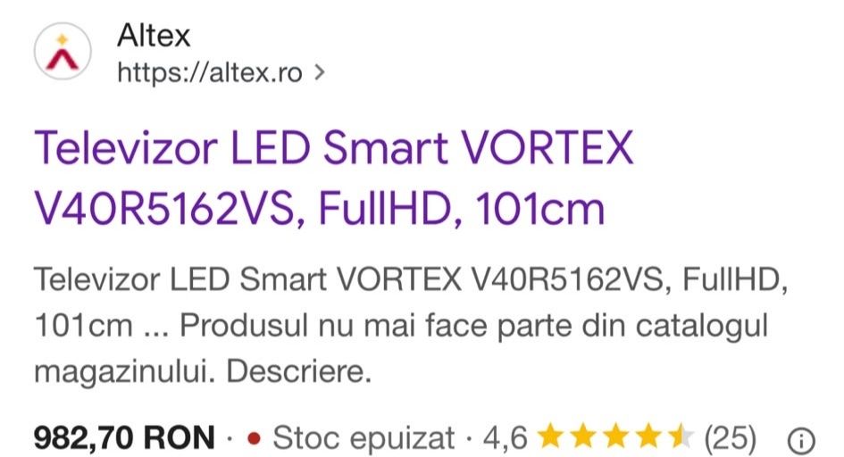 TV Smart Led  Vortex 101 cm