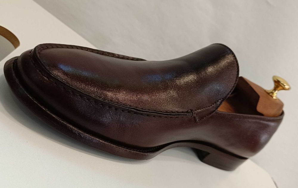 Pantofi loafer 42 42.5 de lux PRADA lucrati manual piele naturala maro