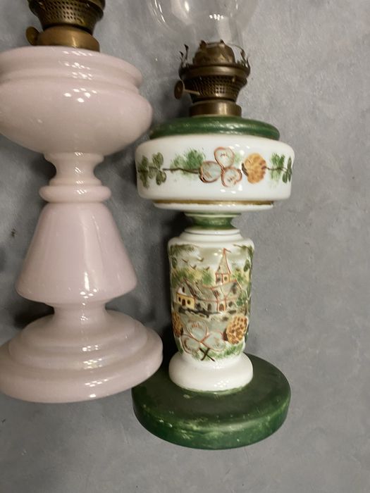 Френски газени лампи от духано цветно стъкло газена лампа