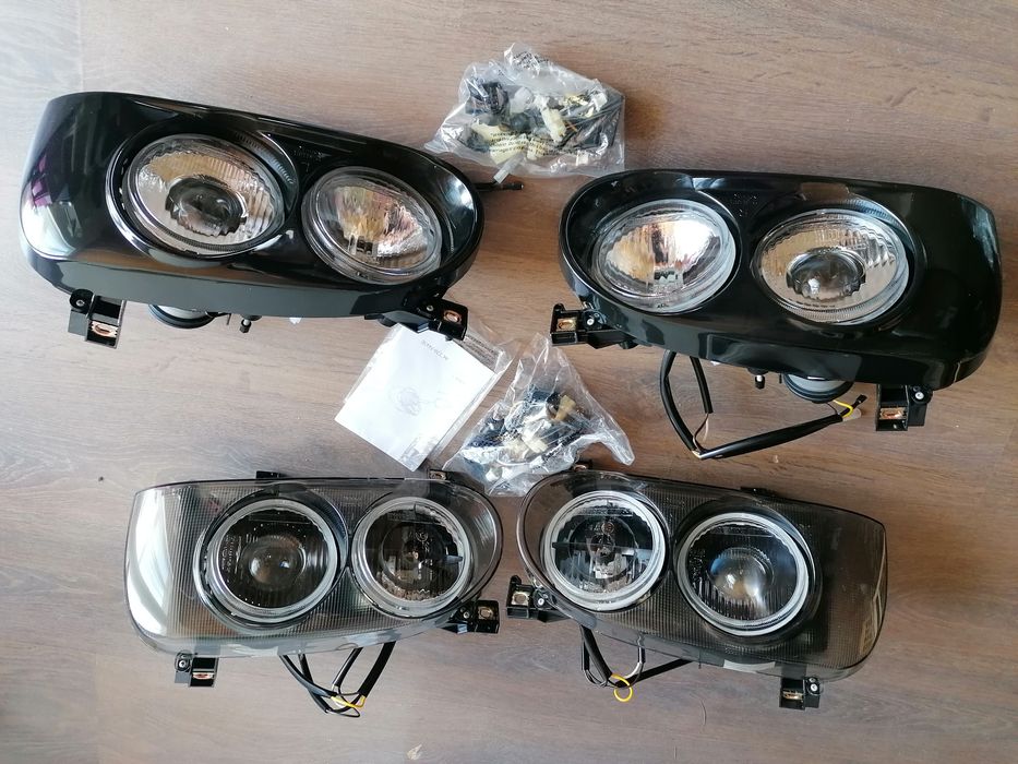 Фарове за Голф 3 Тунинг хела стил TYC Нови  черни HELLA style с лупа