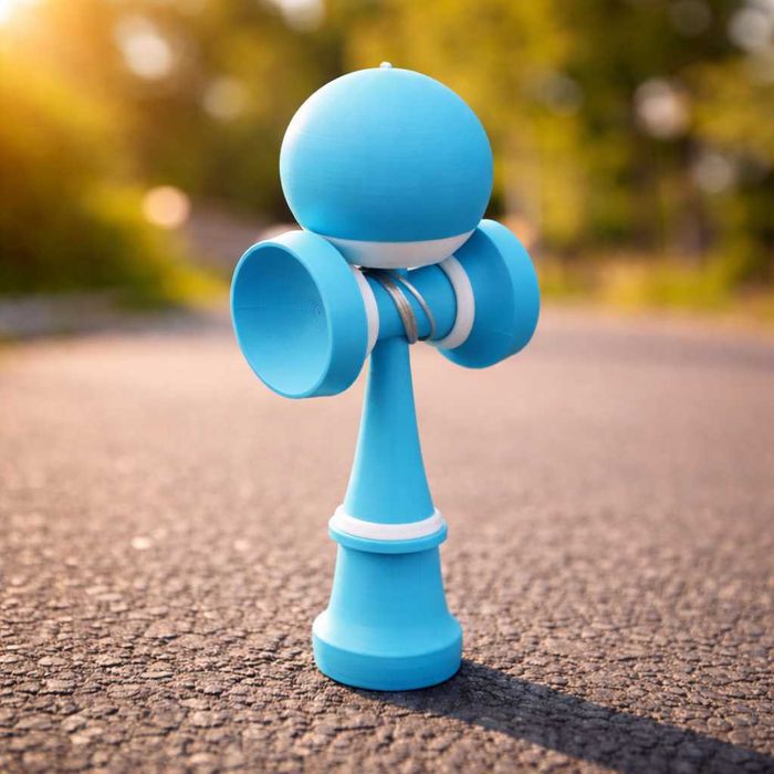 Kendama printata 3D, jucarie de indemanare si coordonare Albastru-Alb