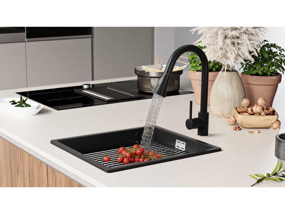 Кухненска Мивка от гранит модел Прага 45 Премиум 410 x 470 мм - Черна