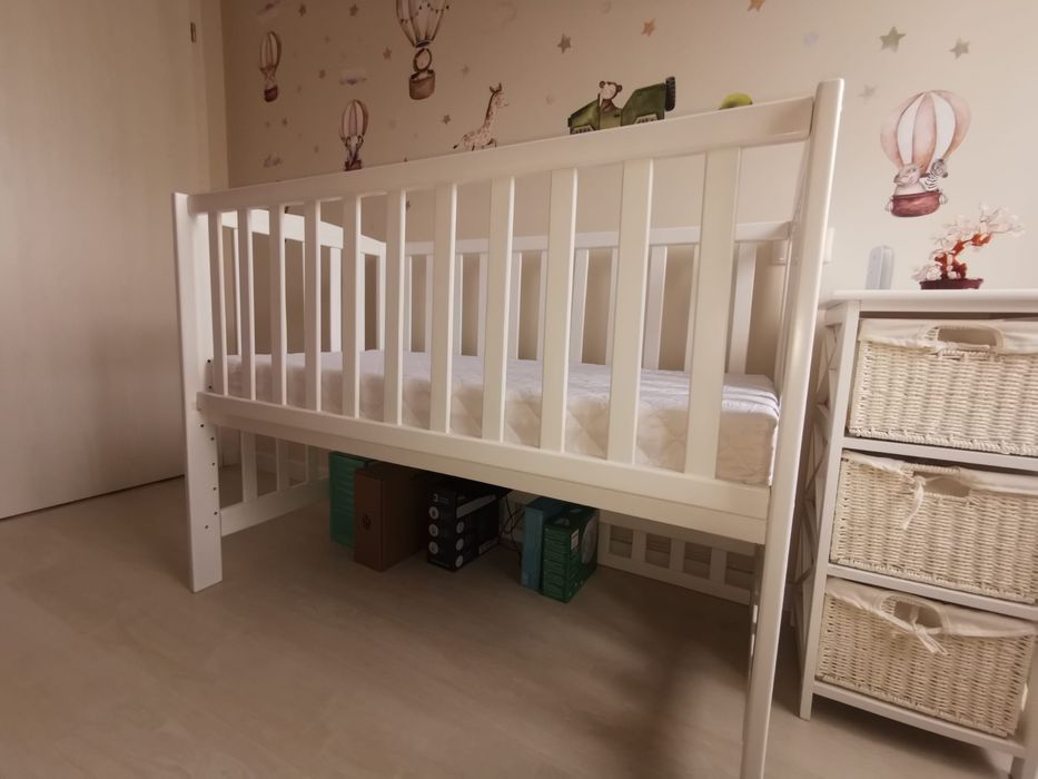 Pătuț Bebe Lemn Masiv FAG (8 nivele) + Saltea Cocos + Accesorii BONUS