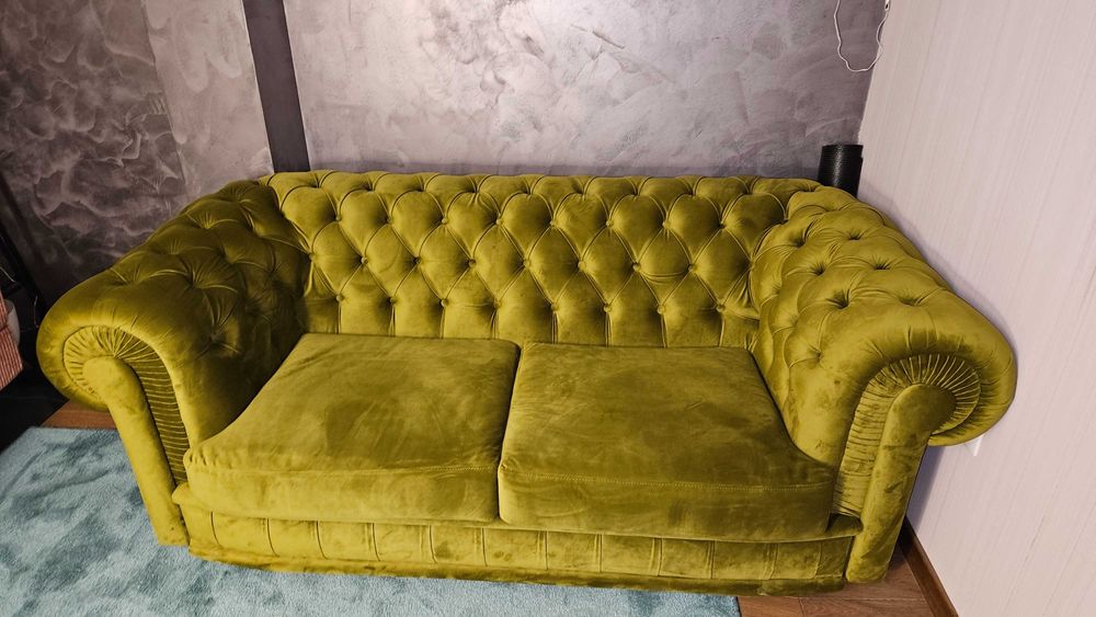 Диван двоен каки зелен - честър