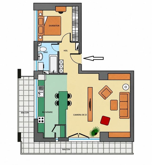 Apartament 2 camere, 70 mp, balcon 17 mp, USAMV - Kaufland Manastur — fotografia 3