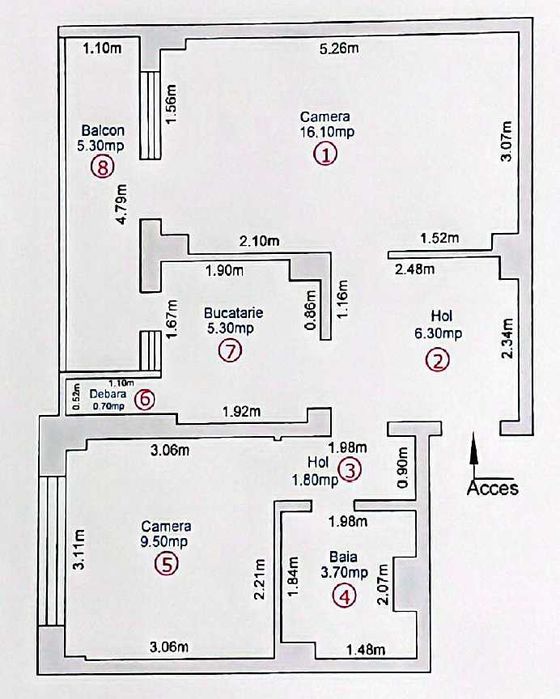Apartament 2 camere de inchiriat, Siretului