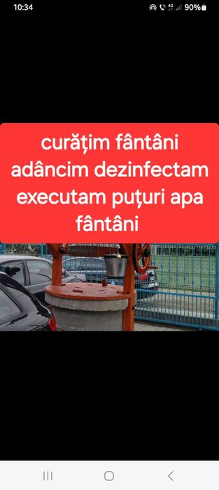 Fantanar puțuri fântâni curățim adâncim dezinfectam