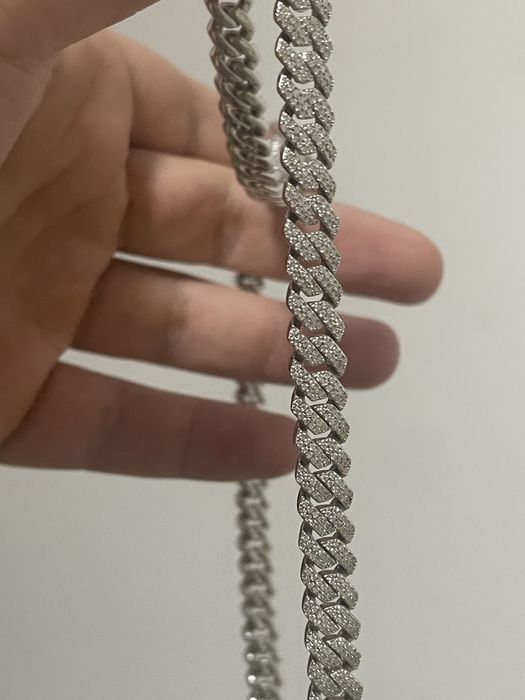 Lant cuban, Argint 925 cu Moissanite original