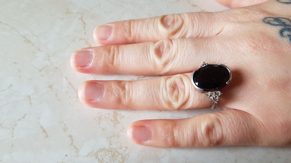 Superb inel dama piatra onix vintage, 17.3 mm,stare foarte buna