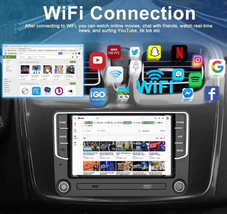 Navigatie Vw, Skoda, Seat, Ecran de 7inch, 2G+ 32G, MONTAJ INCLUS