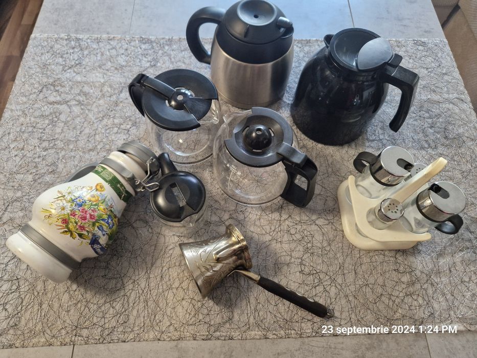 Cani cafea de filtru din sticla, inox