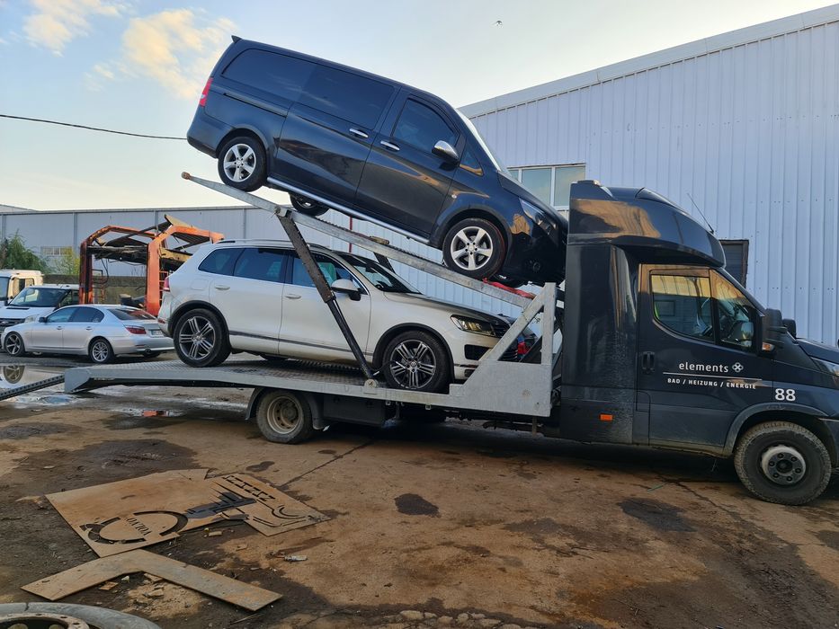 Platou cu lift transport auto trailer doua poziții