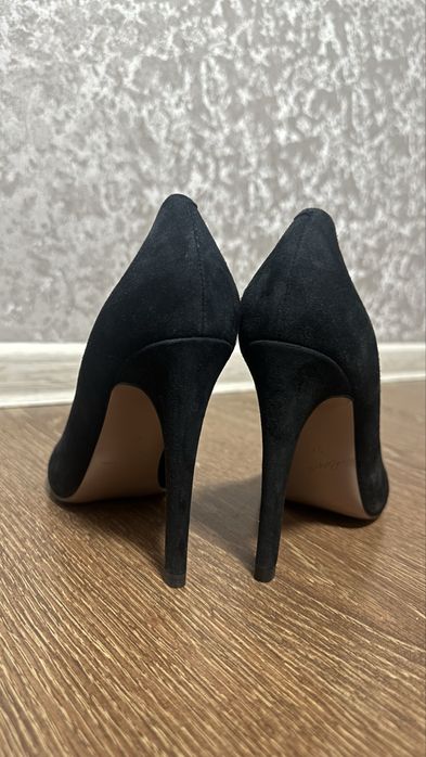 Туфли велюр темно-синие