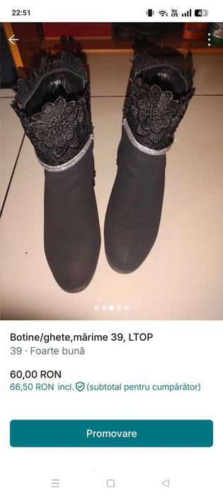 Botine/ghete dama mărime 39