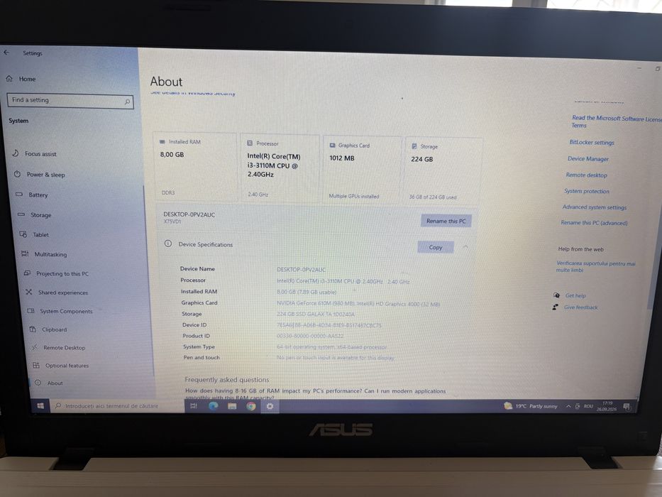 Laptop Asus ecran 17,3