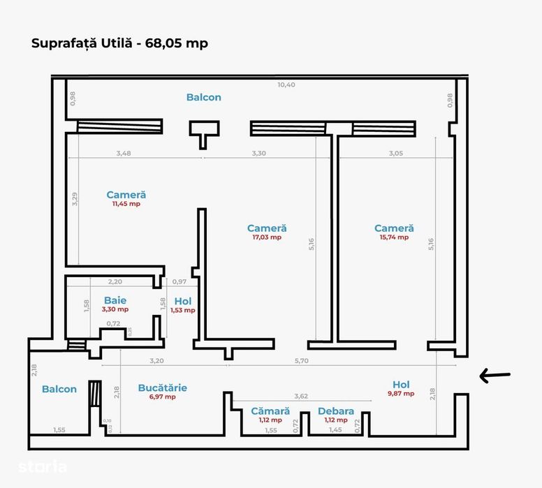 Oportunitate! 3 camere în Zona Centrală – 81 mp suprafata totala