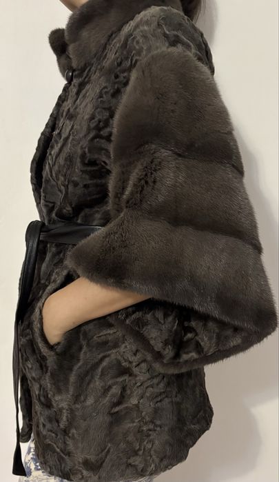 Шуба каракульча с норкой