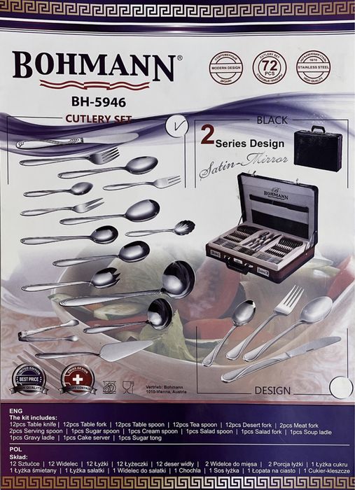 Set  Bohmann Tacamuri inox PREMIUM 72 piese