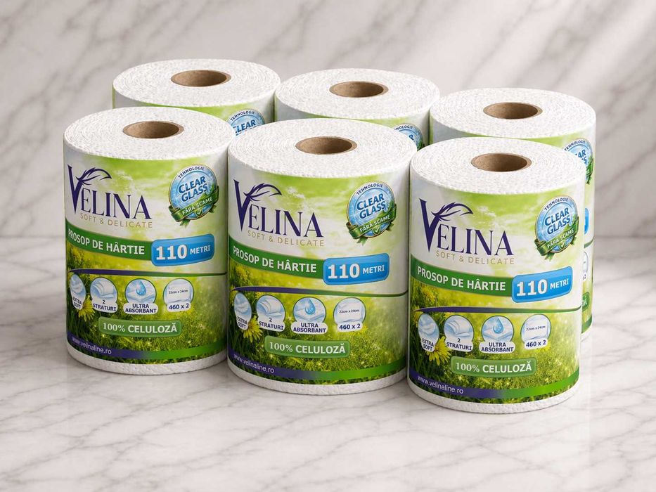 Prosoape Hartie Velina + Dispenser | Bax 6 role | B2B Engros