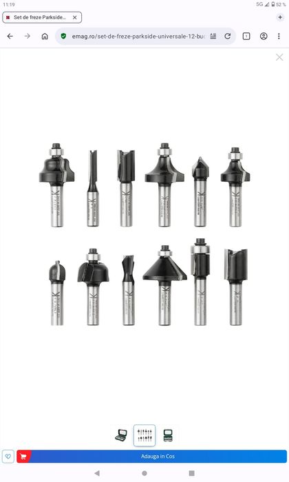 set NOU 12 freze Parkside pentru lemn tamplarie