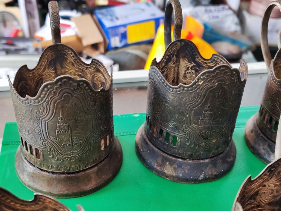 Руски посребрени подстакани за чаши шест броя