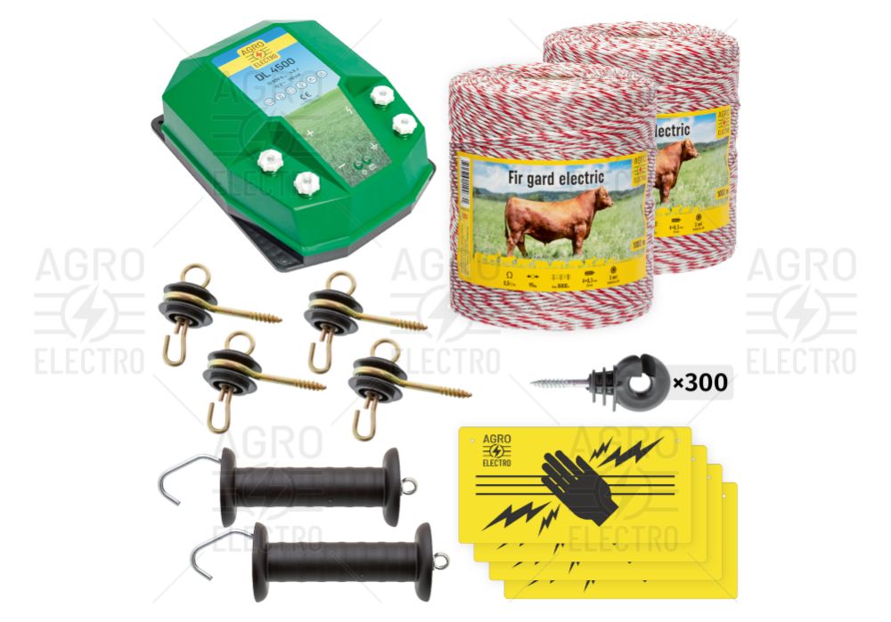 Pachet de bază gard electric 2000 m, 4,5 J, pentru animale domestice