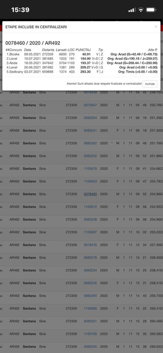 Vând porumbei fond-maraton cu clasări