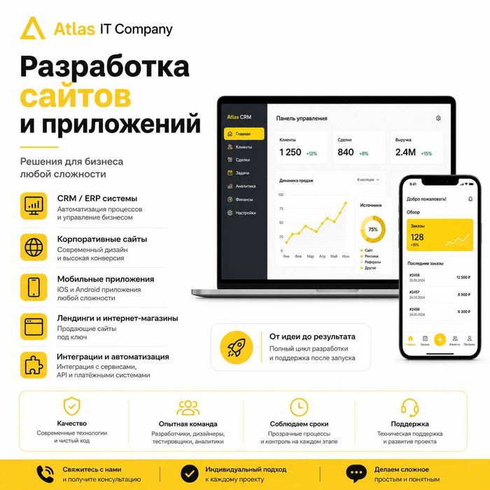 Разработка сайтов | Мобильные приложения | Боты | CRM