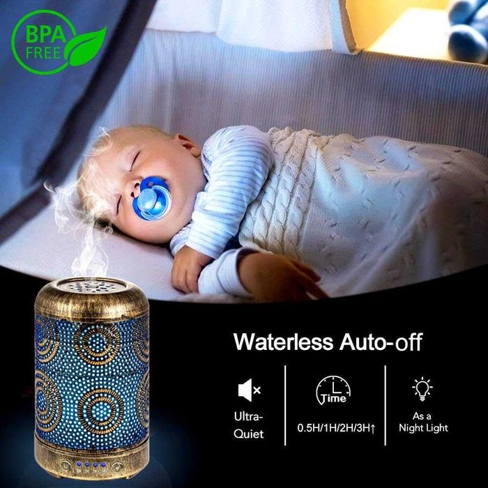 Луксозен Метален Арома Дифузер SALKING–260ml, Ултразвуков, 7 LED цвята