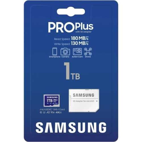 Card memorie Samsung PRO Plus, microSD, 1TB, U3, V30, A2,+ Adaptor SD