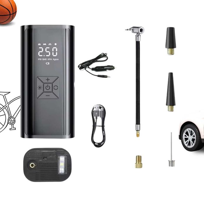 Безжичен Електрически Компресор за Гуми 6000mAh, 150PSI, Презареждаем