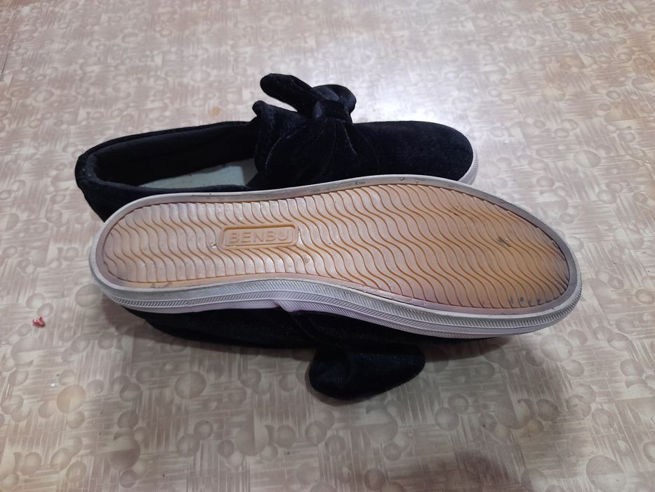 Vand balerini/espadrile catifea neagra mas.38