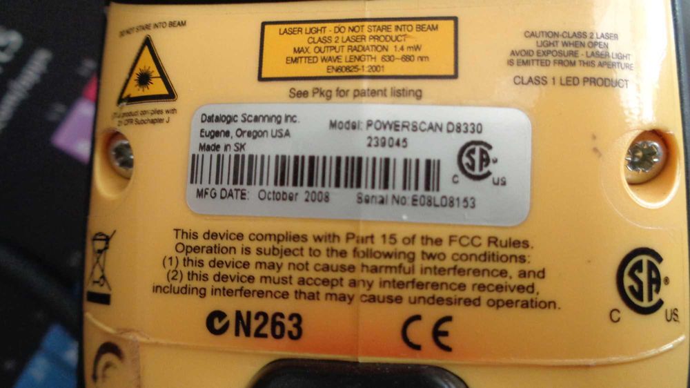 Cititor coduri de bare Datalogic Powerscan D 8330 (SUA), conectare USB