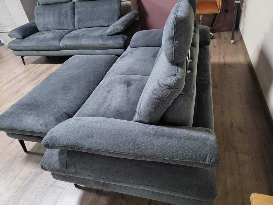 Тъмно сив комплект дивани от плат тройка и двойка "Dieter Knoll"