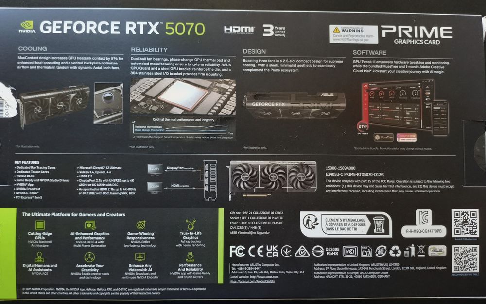 Видеокарта ASUS GEFORCE RTX 5070