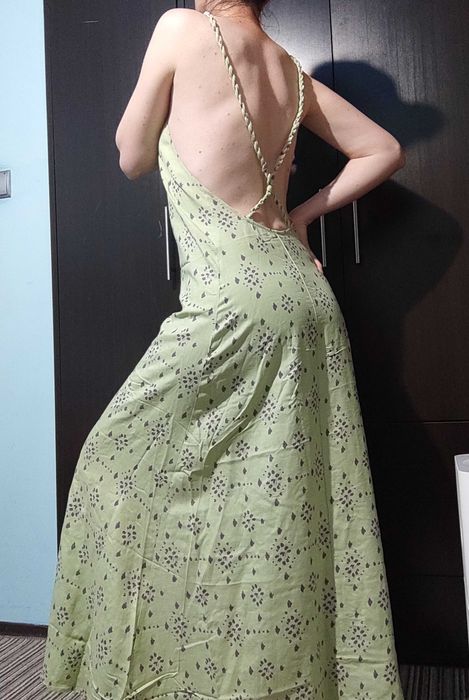 Дълга рокля с гол гръб/ червена/черна рокля / рокля HM с голи рамене