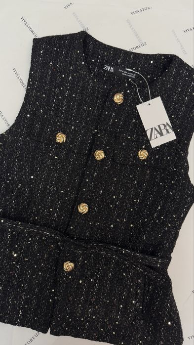 Твидовая жилетка Zara XS